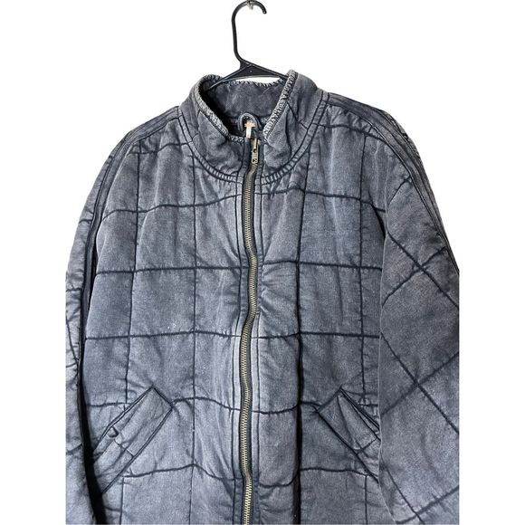 Free People Quilted Dolman Sleeve Gray Jacket Size Medium - Picture 2 of 8